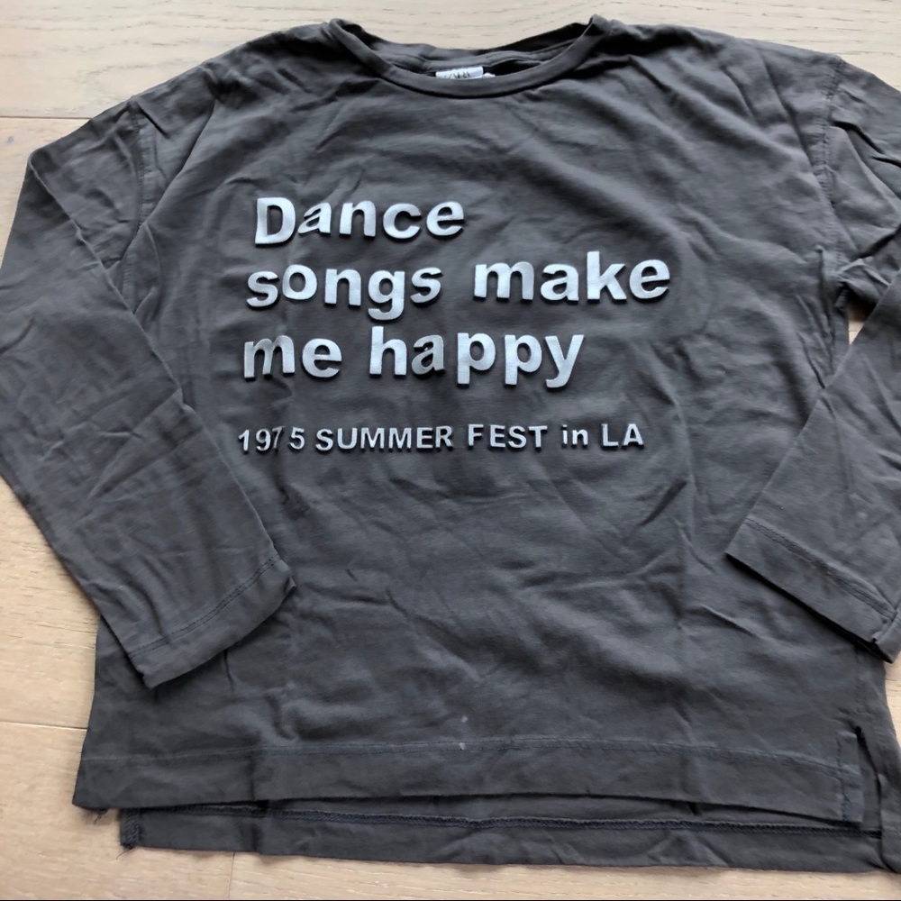 Zara kids  dark gray long sleeves silver print 10